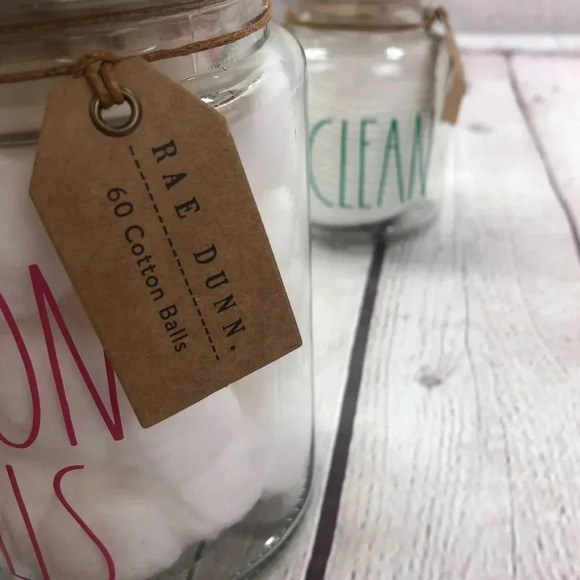 NWT Rae Dunn COTTON BALLS & CLEAN Jars - Picture 6 of 10